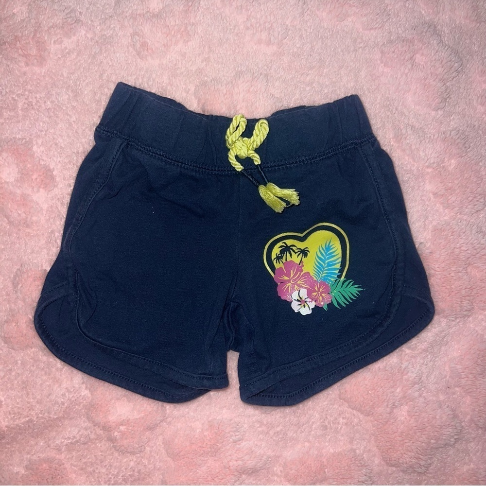 Navy Blue Girls Wonder Nation Size XS 4/5 Tropical Island Casual Summer Shorts